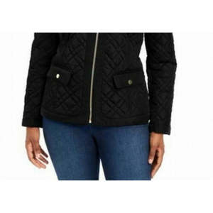Cappotto Invernale da Donna Charter Club Extra Large Trapuntato con Collo alla Coreana Nero con Cappuccio e Decorazioni in Pelliccia per la Stagione Autunnale - Product Image 3