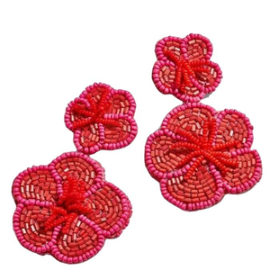 Top fantaisie élégant nouveau Design à la main perlé broderie mignon rouge balancent goutte boucle d'oreille luxe à la mode dernière par glowin fashion - Product Image 1
