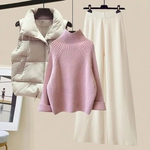 Nouveau femmes minceur cloche bas trois pièces coton rembourré manteau gilet Polo/col roulé pull vêtements d'hiver - Product Image 3