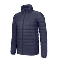 Veste matelassée en toile pour homme, style streetwear, bleu marine, légère, isolée, imperméable, chaude, pour l'extérieur, brodée, OEM
