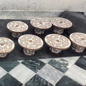 Precio de fábrica, venta al por mayor, incrustaciones de hueso hechas a mano, soporte de pastel de madera para servir postres en cumpleaños - Product Image 1