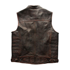 Vélo équitation décontracté respirant en cuir véritable gilet pour hommes femmes noir Slim Fit hiver moto vêtements d'extérieur - Product Image 4