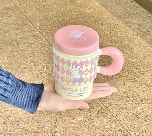 Lelyi Charming Girl's Cherry Blossom Mug Cuchara <span class=keywords><strong>de</strong></span> tapa <span class=keywords><strong>de</strong></span> cerámica bonita <span class=keywords><strong>para</strong></span> fiesta <span class=keywords><strong>de</strong></span> oficina Desayuno Cute Ins Style Coffee Cup - Product Image 5