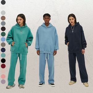 Conjunto de dos piezas de ropa deportiva para hombre de 350GSM de ocio al aire libre personalizado al por mayor conjunto de pantalones de chándal y sudadera con capucha y logotipo personalizado - Product Image 1