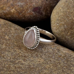 Anillo apilable hecho a mano delicado de Plata de Ley 925, venta al por mayor de fábrica, anillo de cuarzo rosa Natural, regalo de Navidad cristiano para mujer - Product Image 2