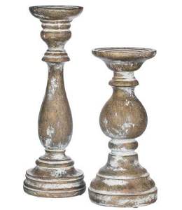 Bougeoir en bois d'acacia blanc lavé Bougeoir ou bougeoir en bois poli fait à la main Lot de 3 - Product Image 2