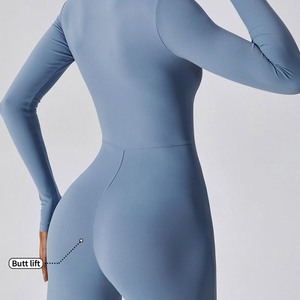 Mono deportivo personalizado para mujer, Mono para niñas, pantalones cortos transpirables de manga completa para entrenamiento con cremallera Invisible - Product Image 2