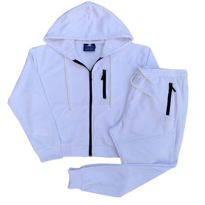 Survêtements pour hommes avec fermeture éclair contrastée à deux tons, style de rue vierge avec sweats à capuche, survêtement ajusté de jogging pour femmes - Product Image 5