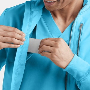 Veste de gommage médicale unisexe Advanced Fit avec poches fonctionnelles, conception légère et respirante pour les professionnels hospitaliers - Product Image 3