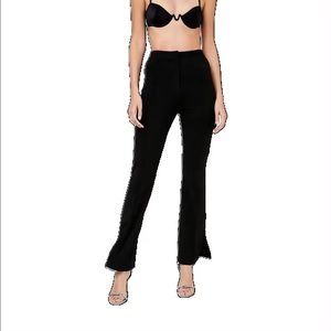 Femmes décontracté solide respirant coton mélangé pantalon pantalon nouveau haut pleine longueur droite conception taille élastique pour le printemps - Product Image 5
