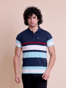 Ultimate Essential T-shirt à manches courtes 100% coton pour homme à rayures tendance pour col polo confortable et polyvalent pour chaque saison - Product Image 2