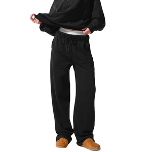 กางเกงกีฬาลำลองสำหรับผู้หญิงฤดูใบไม้ร่วงกางเกงขายาวขาตรงสีเทาสีดำมีเชือกยืดเอวสูงกางเกงวิ่งทรงหลวม - Product Image 3