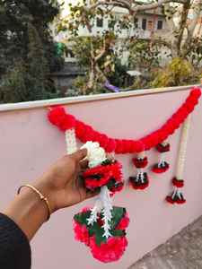 Toran Bandarwal puerta colgante de pared Toran Artificial Marigold Mogra Toran Pooja Mandir decoración del hogar Decoración de la boda - Product Image 4