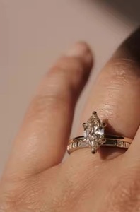 Timeless 120ct Marquise Champagne Diamond Bague de fiançailles Fairtrade 14K Gold Unique GIA Certified Ring For Her Wedding Gift - Product Image 4