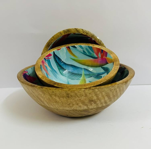 ชามไม้ตกแต่งด้วยมือแกะสลักแบบเรียบง่ายชุดไม้อะคาเซียพิมพ์เคลือบขนาดต่างๆ - Product Image 1