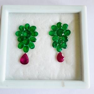 Lujosos pendientes de Esmeralda y rubí naturales con calidad AAA y piedras de Esmeralda y rubí de alto brillo con un corte perfecto - Product Image 4