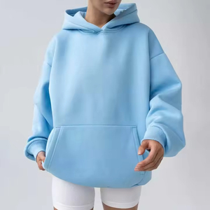 ผู้ผลิตเสื้อฮู้ดดี้ผ้าหนาพิมพ์ลายโลโก้ตามสั่งสำหรับผู้หญิง ทรงบ็อกซี่ ใส่ได้ทั้งผู้หญิงและผู้ชาย - Product Image 1