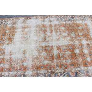 Tapis vintage 3,8x6,9 pieds, tapis turc, tapis à imprimé animalier marron et bleu - Product Image 4