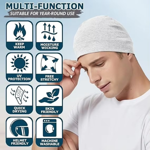 Custom Made Unisex Satin Silk Winter Beanie Hat Warm <b>Thermal</b> <b>Fleece</b> Skull Pattern Designer Cap for Wear Jacquard Solid Color - Product Image 3