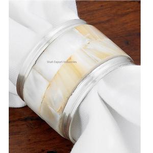 Mother of Pearl Metal <b>Silver</b> <b>Napkin</b> Rings for Home Wedding Dinner Party Table Decorations Round <b>Napkin</b> Holders - Product Image 2