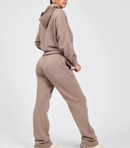 Vente chaude femmes Slim Fit survêtement 100% coton confortable à capuche formation porter fermeture éclair à la mode solide motif pour l'hiver - Product Image 4