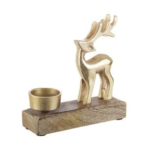 เชิงเทียนเขากวางดีไซน์ทันสมัยชุดเชิงเทียนอลูมิเนียมเขากวางพร้อมฐานไม้สำหรับตกแต่งบ้าน2ชิ้น - Product Image 5