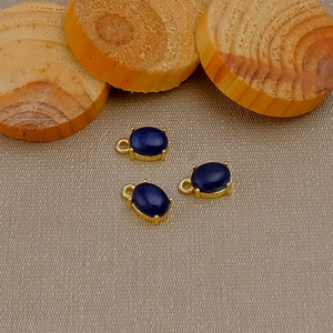 Elegante colgante de lapislázuli chapado en oro antideslustre hecho a mano en forma de pera encanto de fiesta ajuste de punta personalizado para idea de regalo - Product Image 5