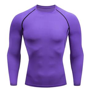 Nueva Camiseta Deportiva de Compresión de Manga Larga Personalizada para Hombre, Ropa Deportiva de Gimnasio de Secado Rápido, Top de Fitness MMA, 100% Poliéster, 220g, 2025 - Product Image 1