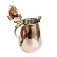 Pot à lait décoratif en cuivre Kovan, couleur cuivre authentique, bol à lait Kovan avec couvercle, poignée en laiton, 1250 ml, Shark Anatolia Hotel Restaurant