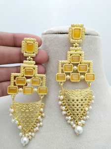 Kundan Heritage <b>Jhumkas</b> <b>Earrings</b> Set in Heavy Brass Made Bulk Product Customize Design Modern Pattern - Product Image 5