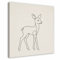 Tableau sur toile encadré, art minimaliste à ligne unique, cerf fauve, décoration murale 12, 16, 20, 24 pouces, personnalisable pour la maison