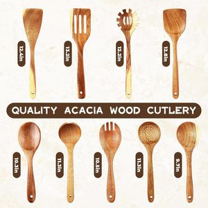 Ensemble de couverts en bois best-seller, manches longues, résistant à la chaleur, texture antiadhésive, design moderne, écologique, pour servir les aliments, en vrac - Product Image 5