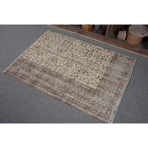 พรมตุรกีโบราณสีเบจสีน้ำตาล3.1 x 4.2ft สำหรับห้องข้างเตียงพรมขนสัตว์ขนาดใหญ่ดีไซน์เย็บปะติดปะต่อกันสำหรับห้องโถงห้องนอนยางสำหรับห้องข้างเตียง - Product Image 3