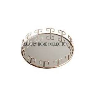 Gran bandeja decorativa de espejo de vidrio metálico con elementos barrocos Vintage para una decoración opulenta del hogar y un estilo para eventos especiales - Product Image 5