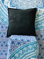 Housse de coussin en coton brodée à la main, style bohème indien, avec motifs imprimés et travail de miroir, fermeture éclair, pour canapé, décoration intérieure, hôtels