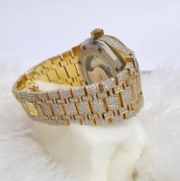Montre analogique en or jaune avec diamants en moissanite, montre en moissanite glacée, mouvement de montre