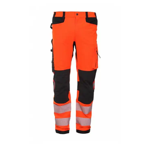 Polyester réfléchissant noir orange haute visibilité certifié CE Pantalon de travail de sécurité durable pour cargaison Design industriel multi-poches - Product Image 1
