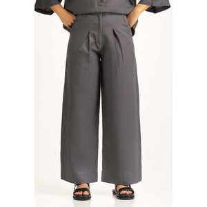 Pantalones de Pierna Ancha de Cintura Alta Estilo Casual, Corte Regular, Pliegues Delanteros, Tela Crepé Antiarrugas para Verano WM-COD-SS25-359B - Product Image 5