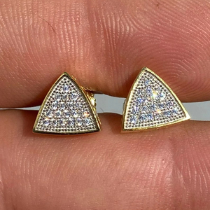 Oferta Especial, Pendientes de Diamante Moissanite VVS con Plata de Ley 925 Chapada en Oro, Triángulo, Minimalistas, Joyería Fina para Mujer - Product Image 1