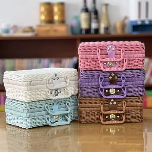 Juego de Cajas de Almacenamiento de Ratán Hechas a Mano, Cesta Tejida Multicolor, Caja de Almacenamiento para Decoración del Hogar con Temática Natural - Product Image 2