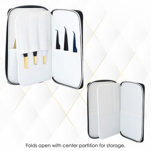 Pince à épiler professionnelle pour extensions de cils en acier inoxydable antidérapant à pointe lisse, outil pour cils courbés, volume, isolation, Kaamir - Product Image 3