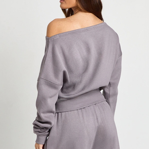 ชุดวอร์มผู้หญิงแบบดรอปโชลเดอร์ ราคาส่ง รับทำโลโก้ ผ้าเนื้อนุ่ม ราคาถูก ดีไซน์เอวยางยืดพร้อมเชือกผูก - Product Image 5