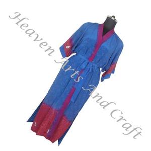 KL013 Abstract <b>Women</b> Pure Silk Vintage Sari Kimono Long Free Size Adjustable Vintage Sari Kimono Long Jacket <b>Women</b> Silk Vintage - Product Image 6