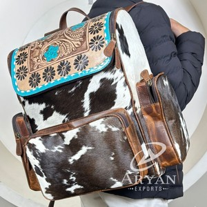 กระเป๋าเป้หนังแท้สไตล์ตะวันตก ดีไซน์หรูหรา สำหรับผู้หญิง ทำจากหนังวัวแท้ เหมาะสำหรับเดินทาง ใช้เป็นกระเป๋าสะพายไหล่ หรือกระเป๋าใส่ผ้าอ้อมเด็ก - Product Image 1