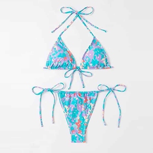 Conjunto de bikini triangular elegante para mujer con tiras ajustables, perfecto para relajarse en la playa, piscina, diversión, vacaciones de verano - Product Image 4