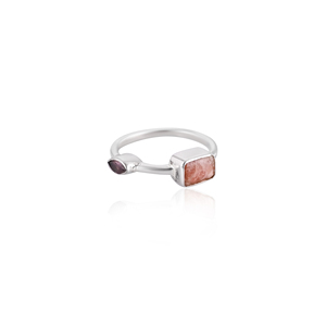 925 Sterling argent massif tourmaline naturelle et pierre de soleil bague empilable en gros bijoux Designer bague cadeau pour elle - Product Image 1