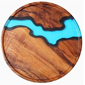 Plateau de service personnalisé en bois non traité à la main, parfait pour la cuisine, ornement en époxy pour cadeau de mariage - Product Image 5