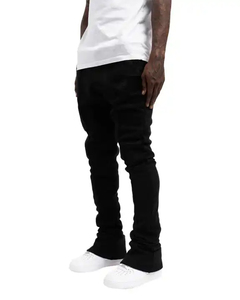 2025 Men's Slim Fit Streetwear High Quality Cotton Flare Sweatpants Joggers Wholesale 100% Cotton Stacked Pant <b>Tight</b> Logo Winter - Product Image 3