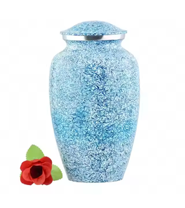 Urnes de crémation à la mode Forme de boue unique Capacité de 250 pouces cubes Enduit d'émail vert floral 12 pouces 2025 Urnes de crémation pour adultes - Product Image 5