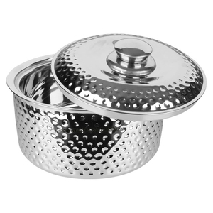Casserole de riz en acier inoxydable à texture martelée avec couvercle Design à double paroi garde le riz au chaud pendant des heures Idéal pour les repas et l'hébergement - Product Image 2